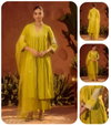 Lemon Colour Viscose Chanderi Surat Kurti With Bottom Dupatta Wholesale Market SET0221